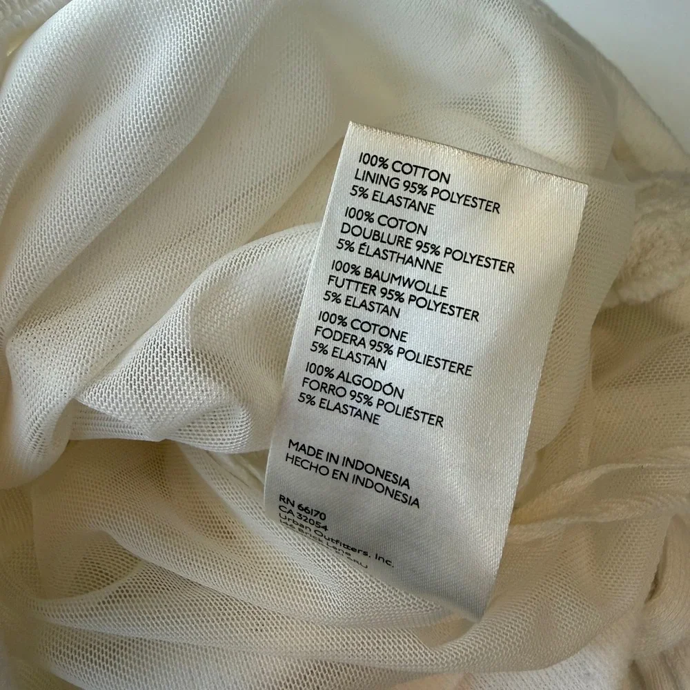 Free People Boulevard Tie Strap Tank Crop Top White Ruched‎ Cotton S Minimalist